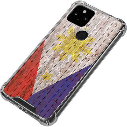Philippines Flag Dark Wood Google Pixel 4a 5G Clear Case